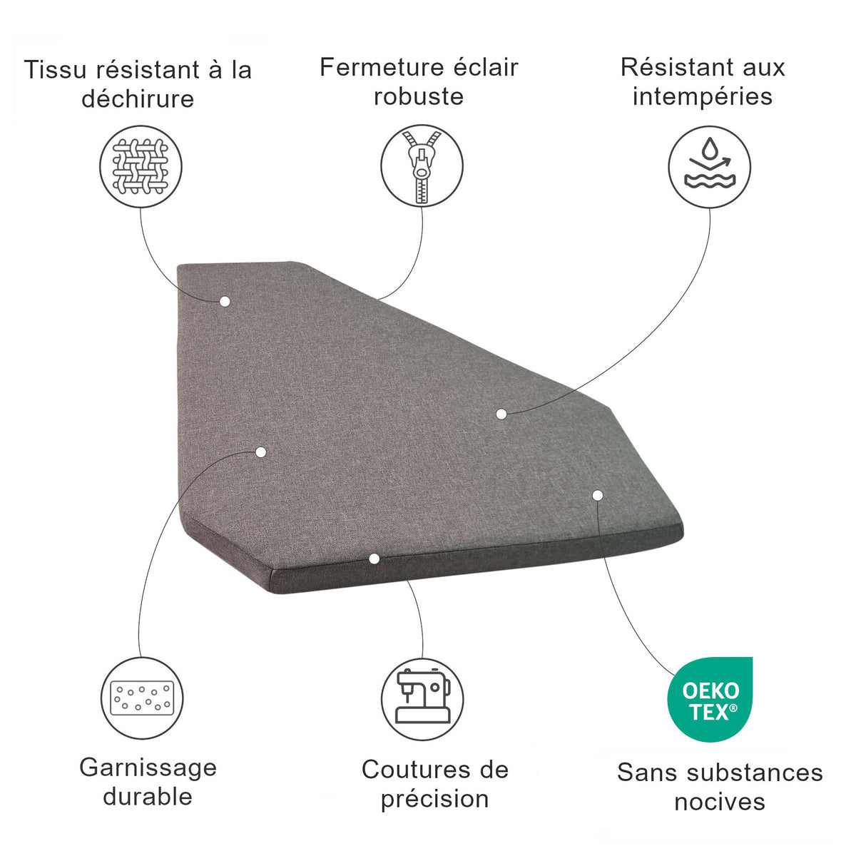 Cuscino angolare da esterno a forma di diamante
