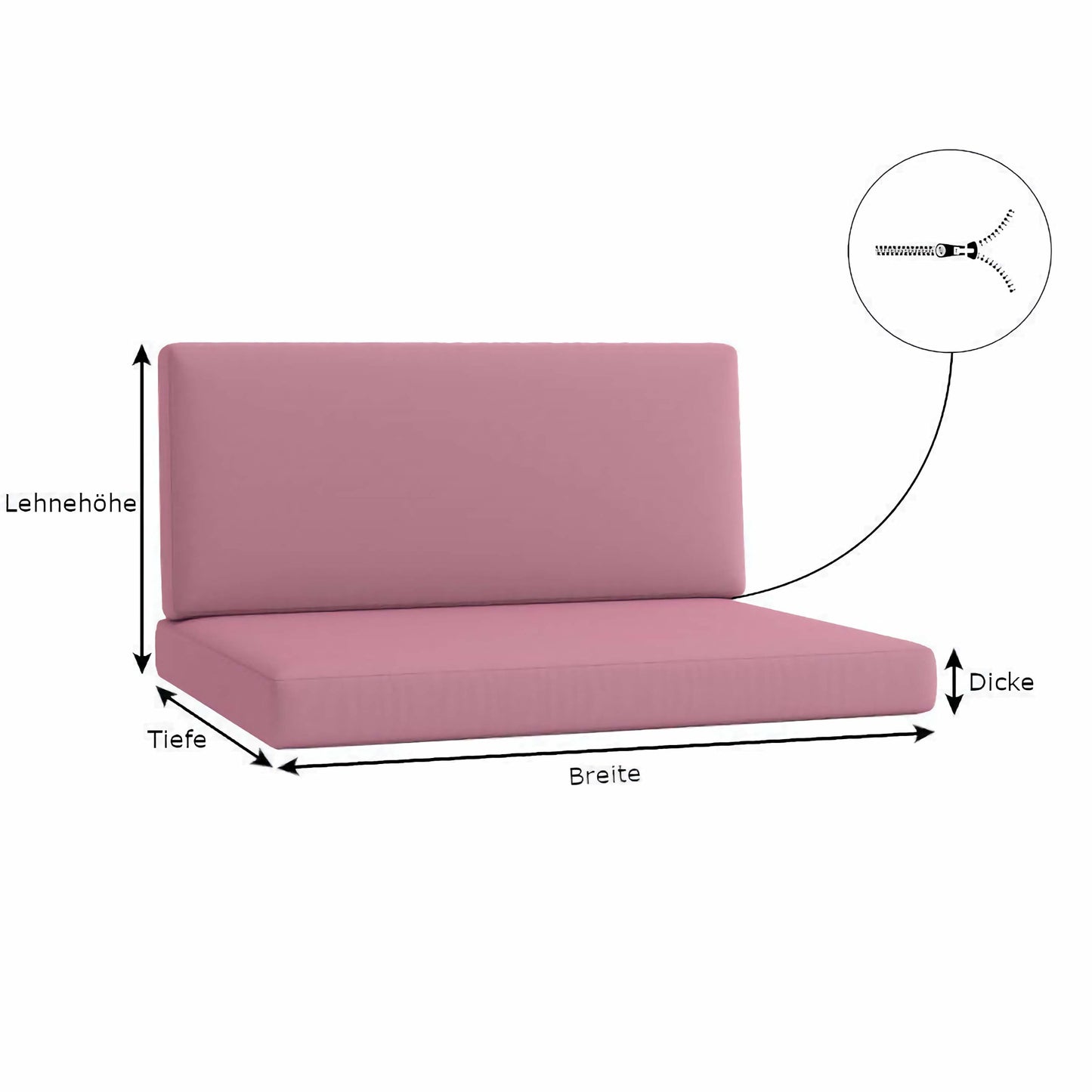 Cuscino per pallet con schienale - dimensioni